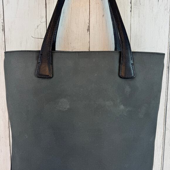 Bally Black Leather and Canvas Basca Shoulder Tote Bag Signature Front B Pocket - Picture 5 of 14